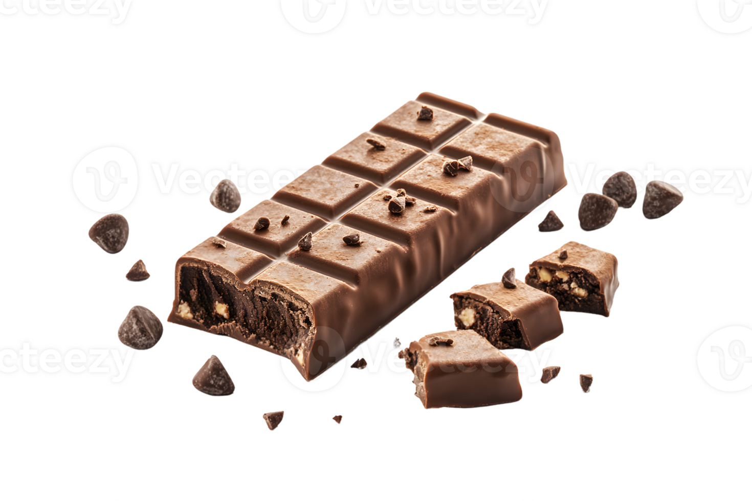 Milk Chocolate Bar with Brownie Filling and Chocolate Chips png