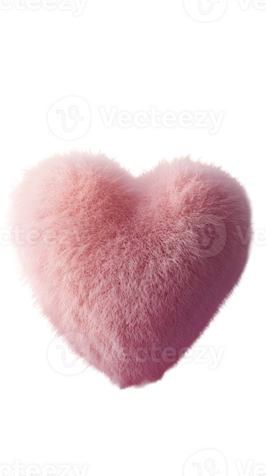 Pink Fluffy Heart-Shaped Plush Object png