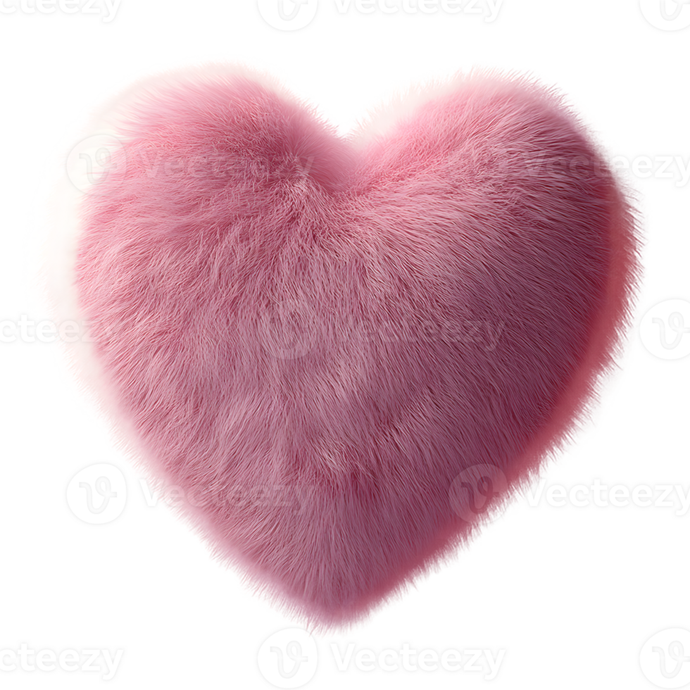 Pink Faux Fur Heart-Shaped Cushion png