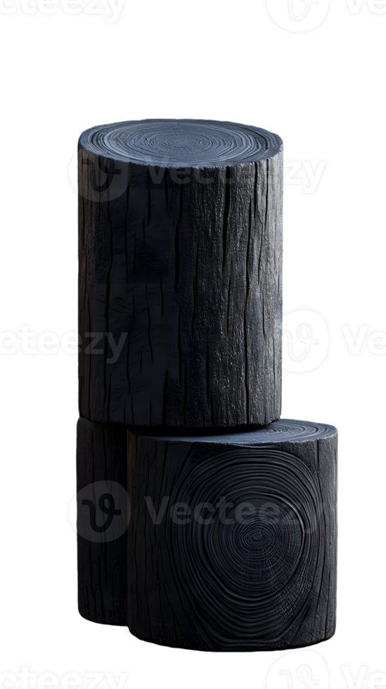 Stacked Dark Grey Wood Cylinders png