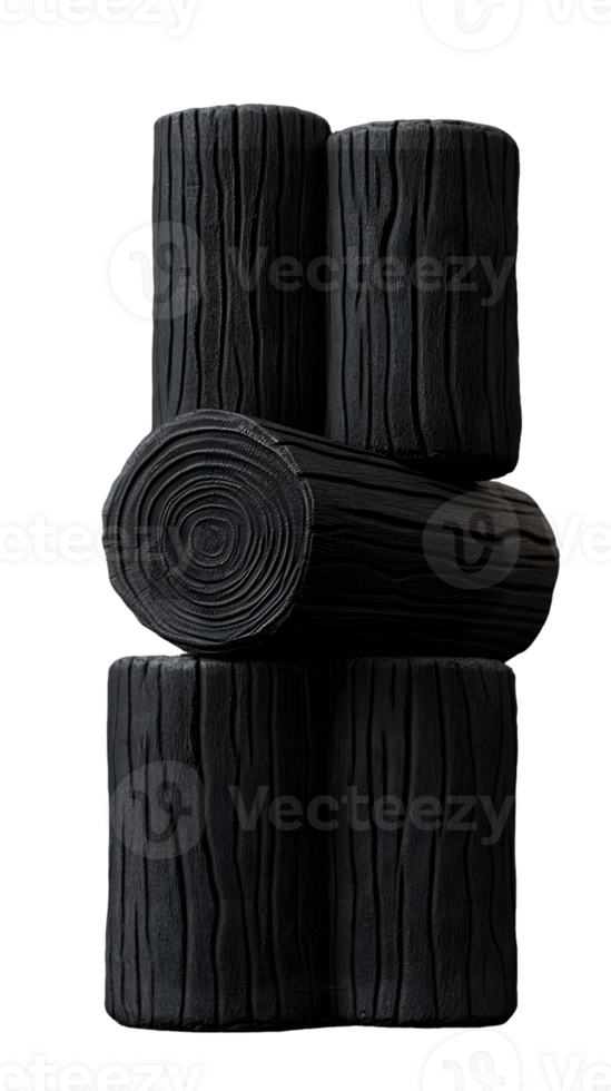 Stacked Cylindrical Objects with Wood Grain Texture png