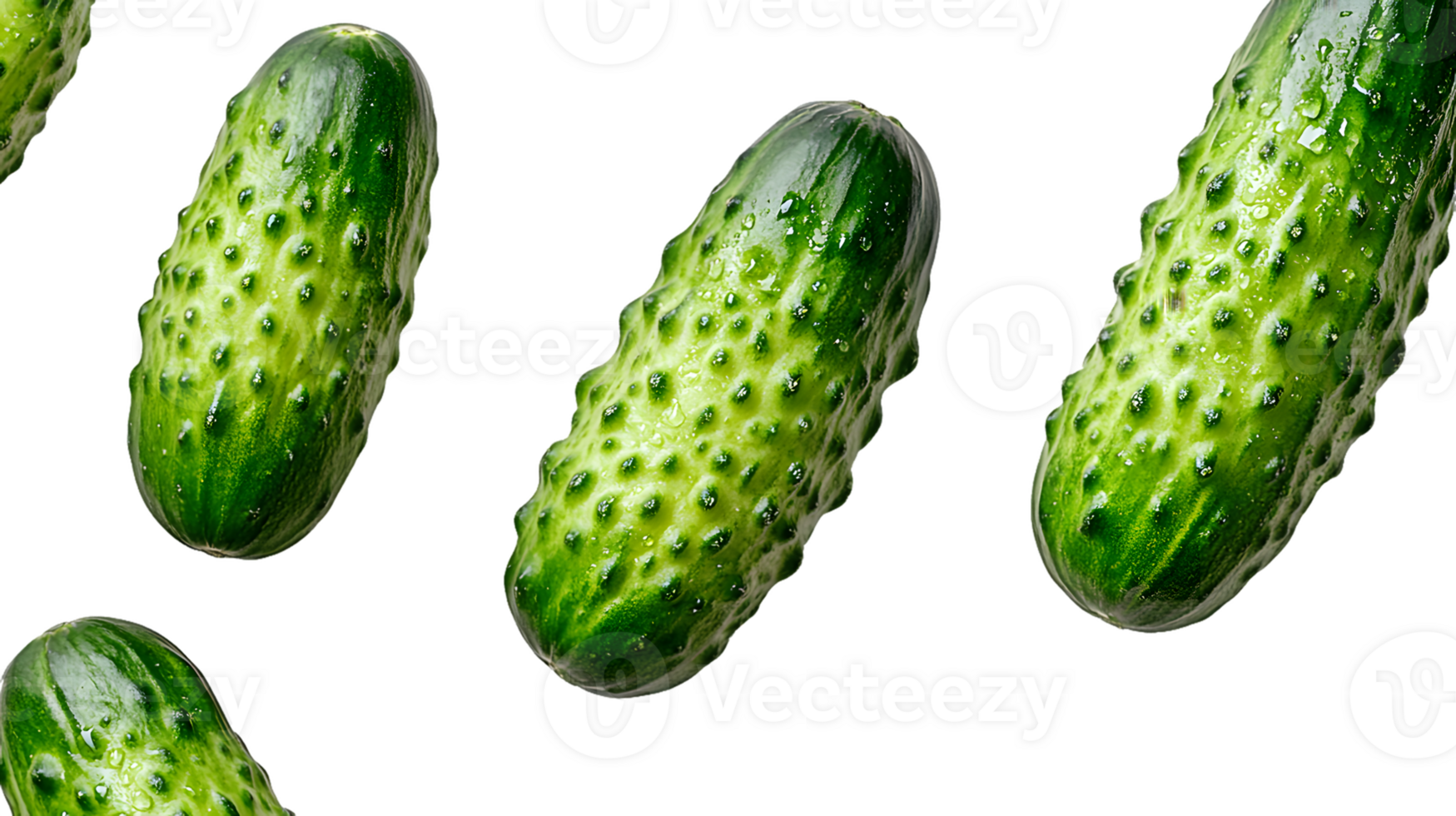 Four Green Gherkins png