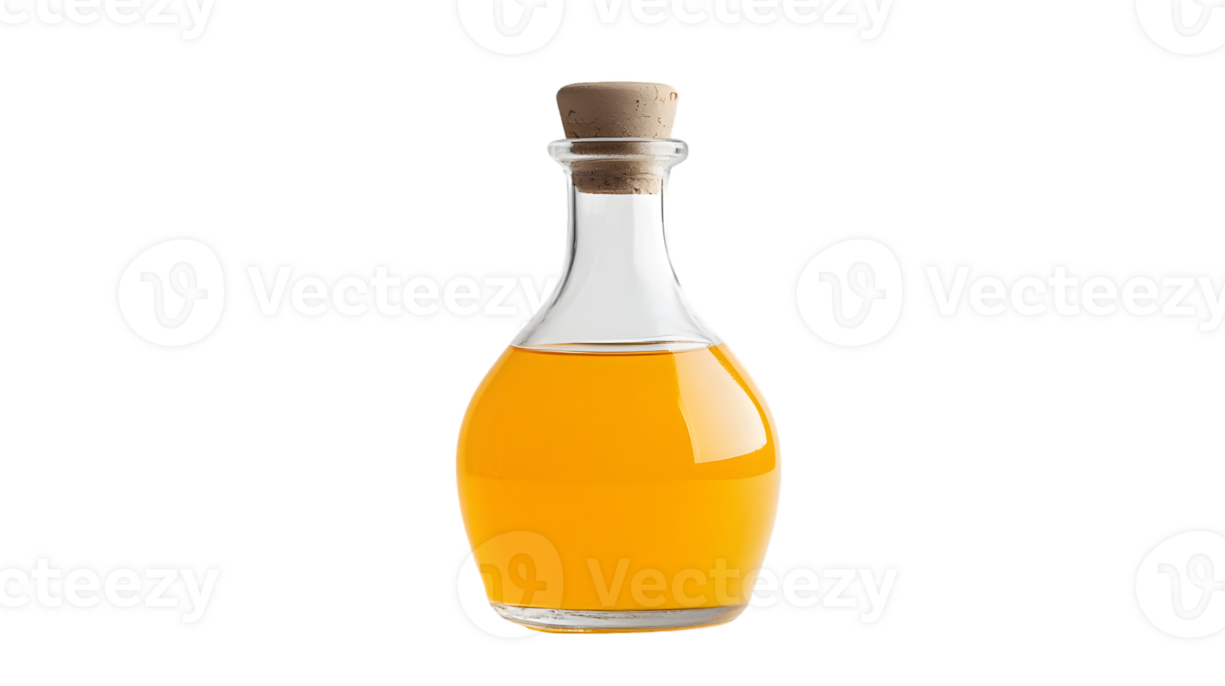 A glass bottle filled with yellow liquid, likely an oil or condiment. png