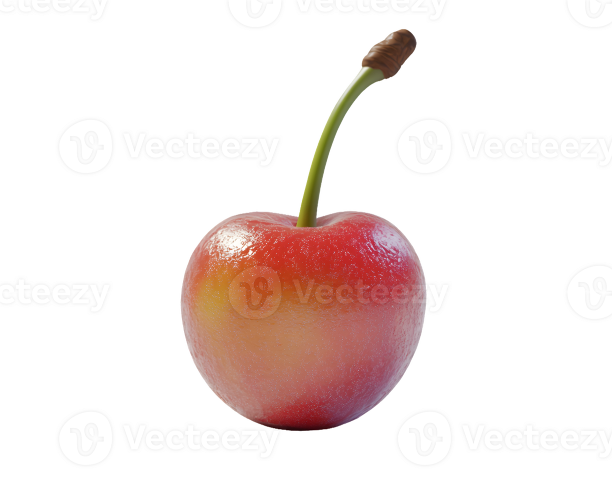 Single Red Cherry with Stem png