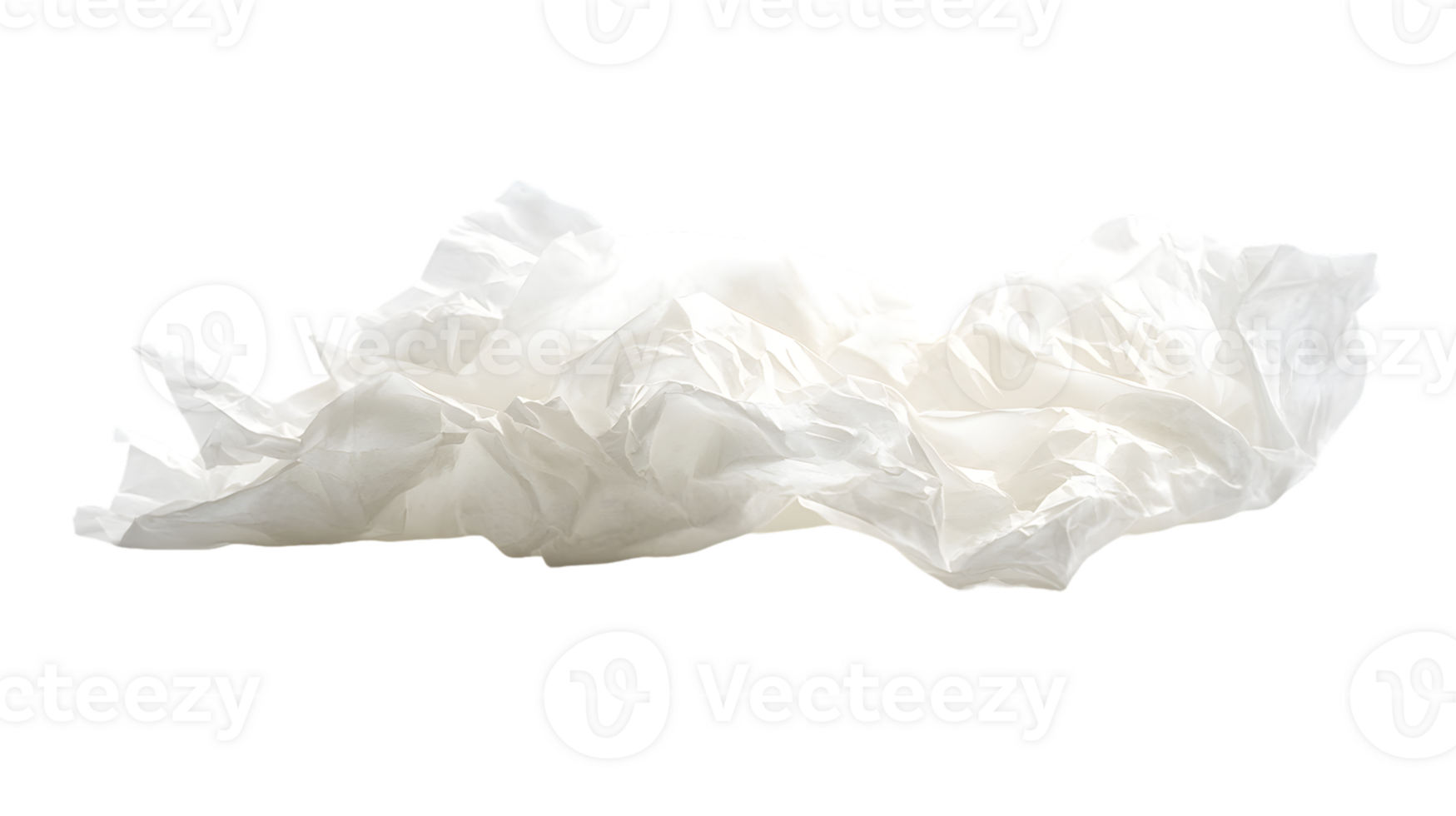A crumpled white tissue paper, often used for cleaning or wrapping. png