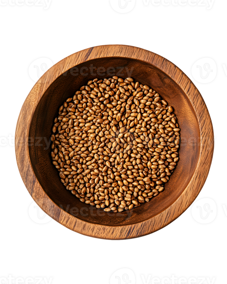 Brown Grains in Wooden Bowl png