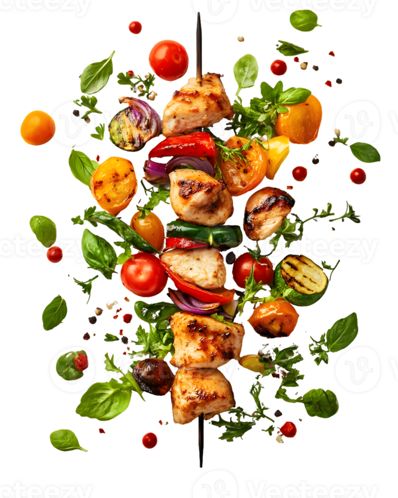 Chicken and Vegetable Skewer with Herbs and Spices png