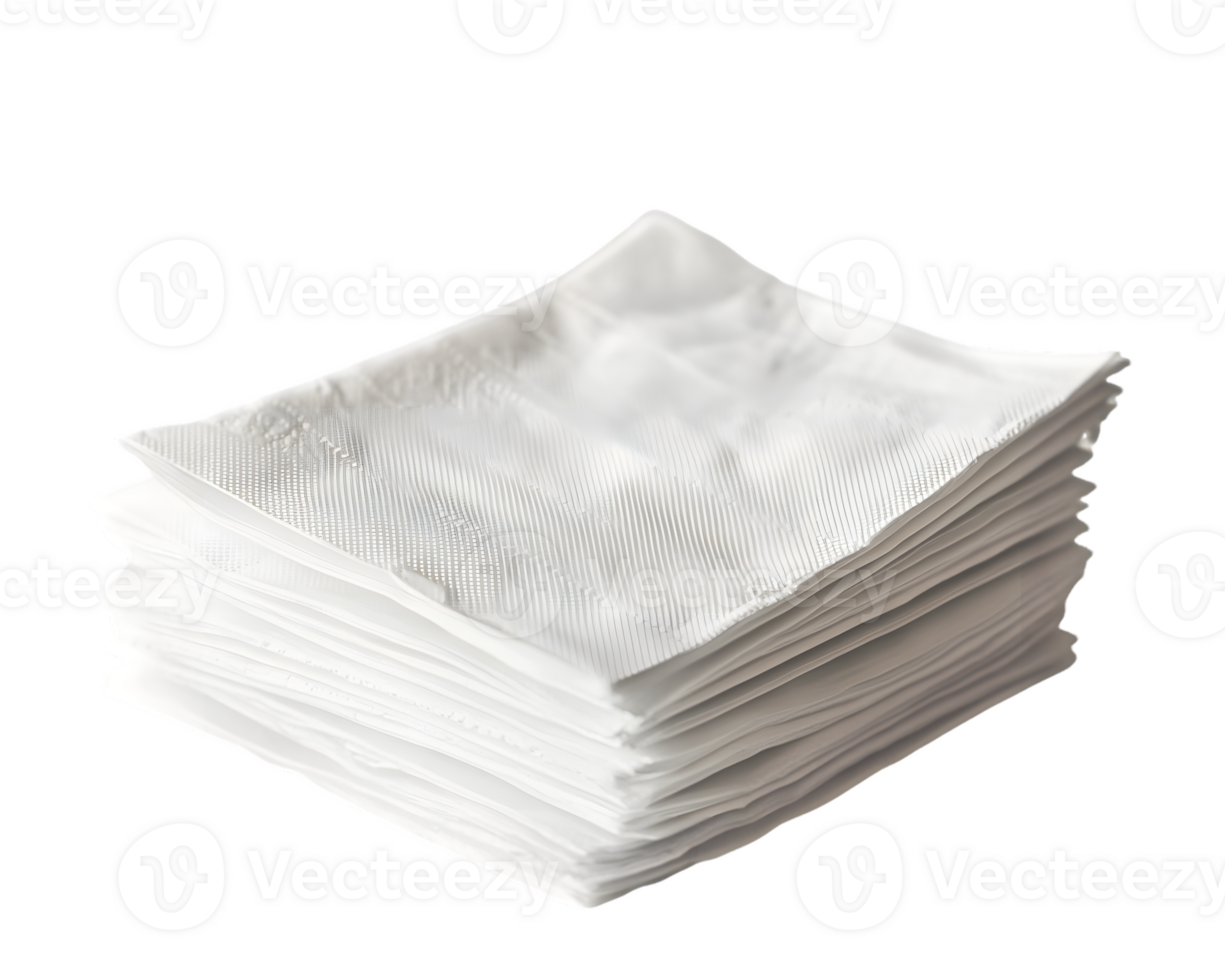 A stack of white paper napkins, commonly used for dining or cleaning purposes. png
