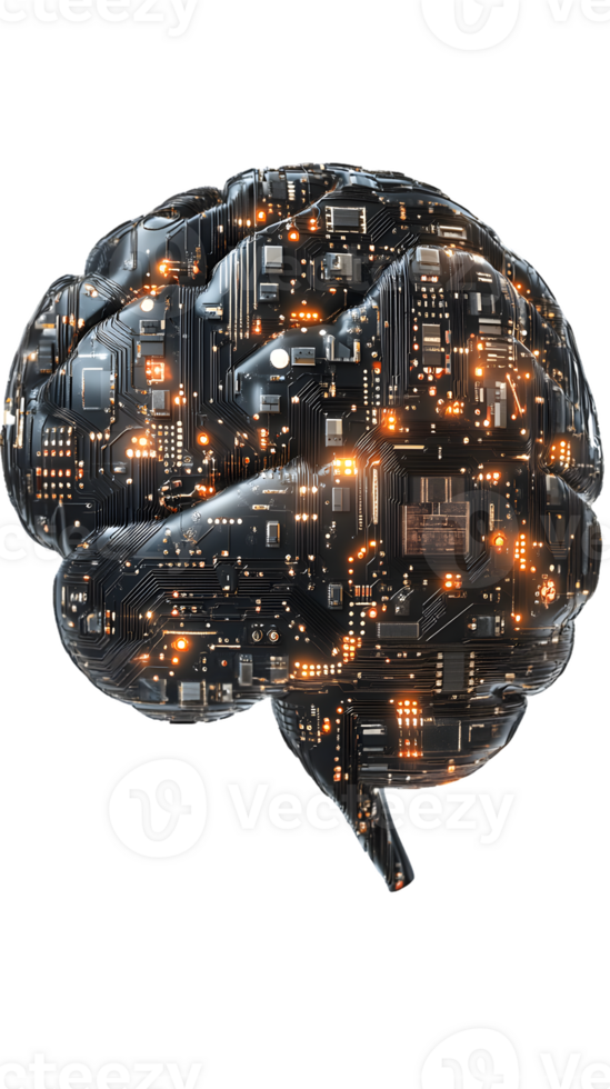 A Circuit Board Brain Render png