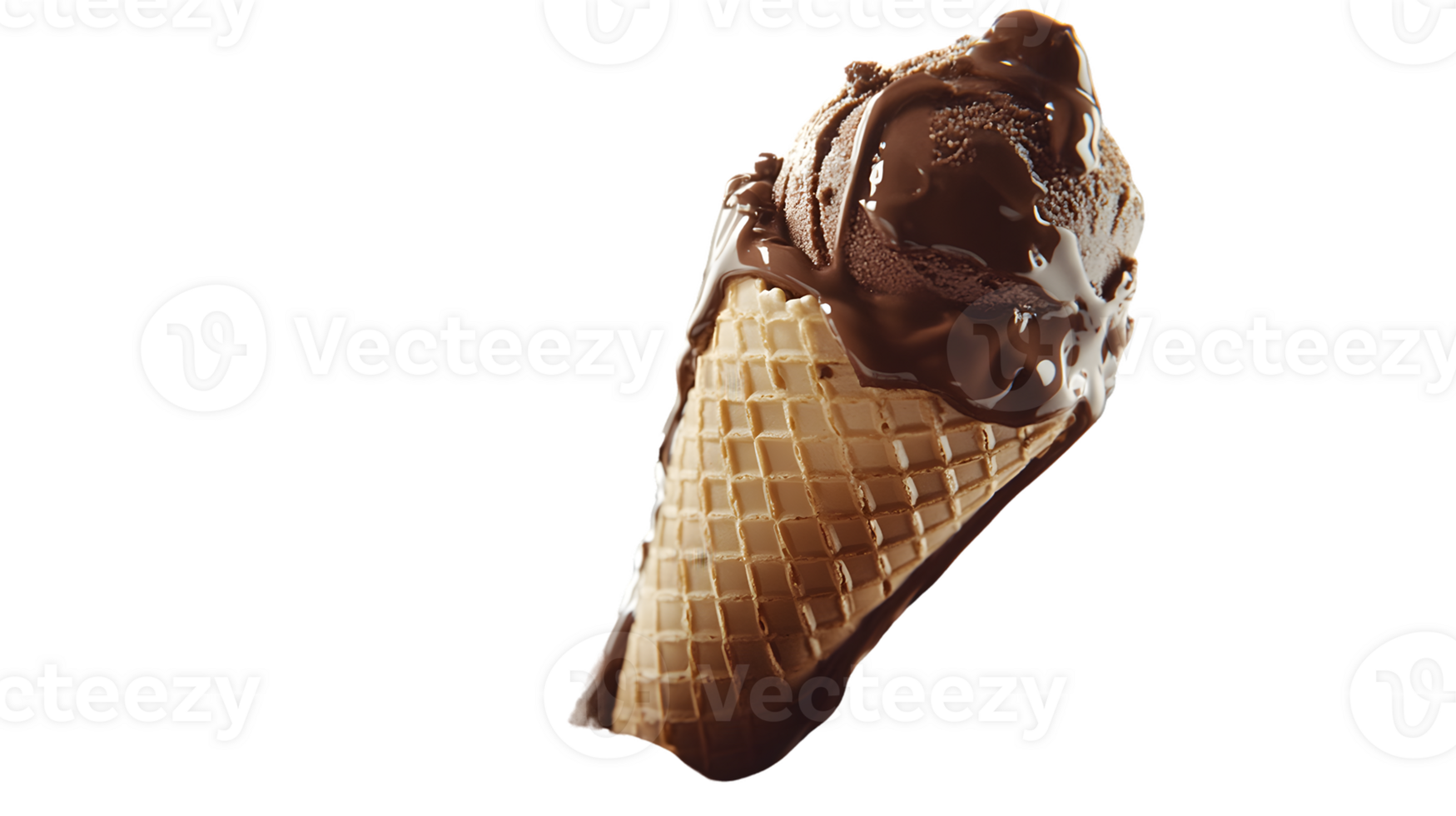 Chocolate Ice Cream Cone with Melted Chocolate png