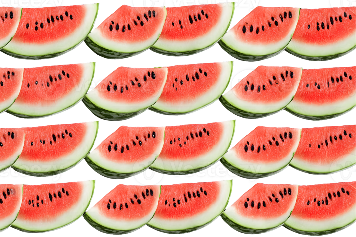 A pattern of watermelon slices arranged in a grid. png