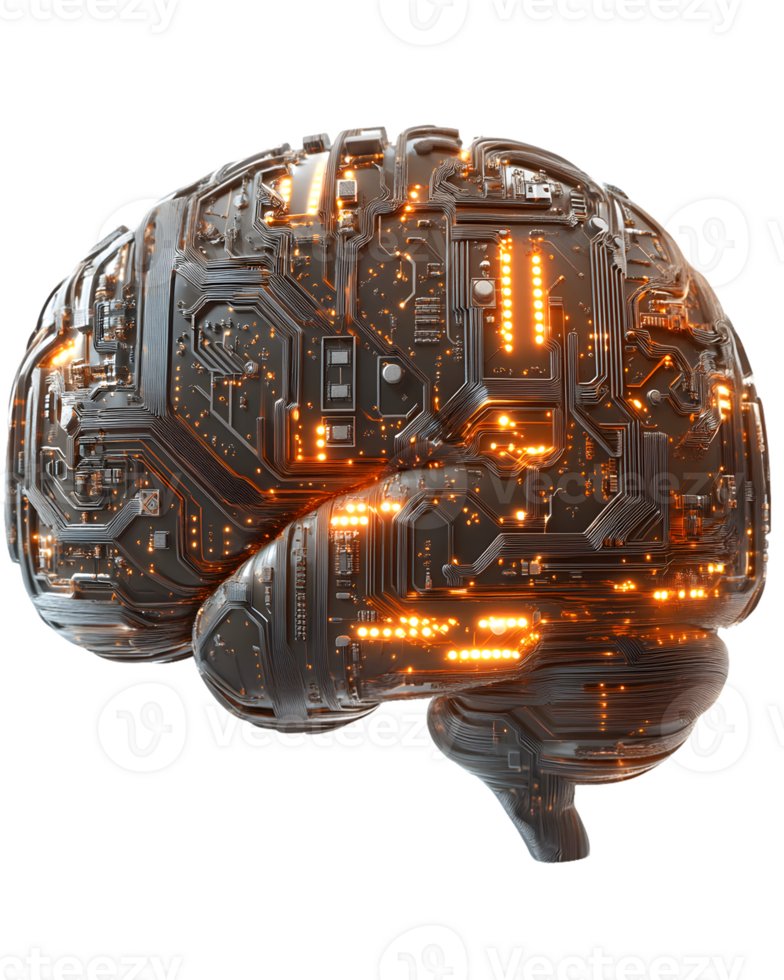 Circuit Board Brain Render png