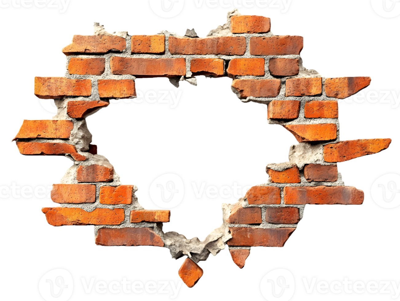 Circular Hole in Red Brick Wall png