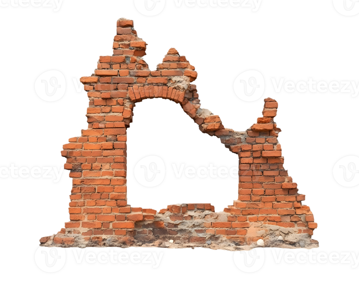 Damaged Brick Wall Section with Arch png