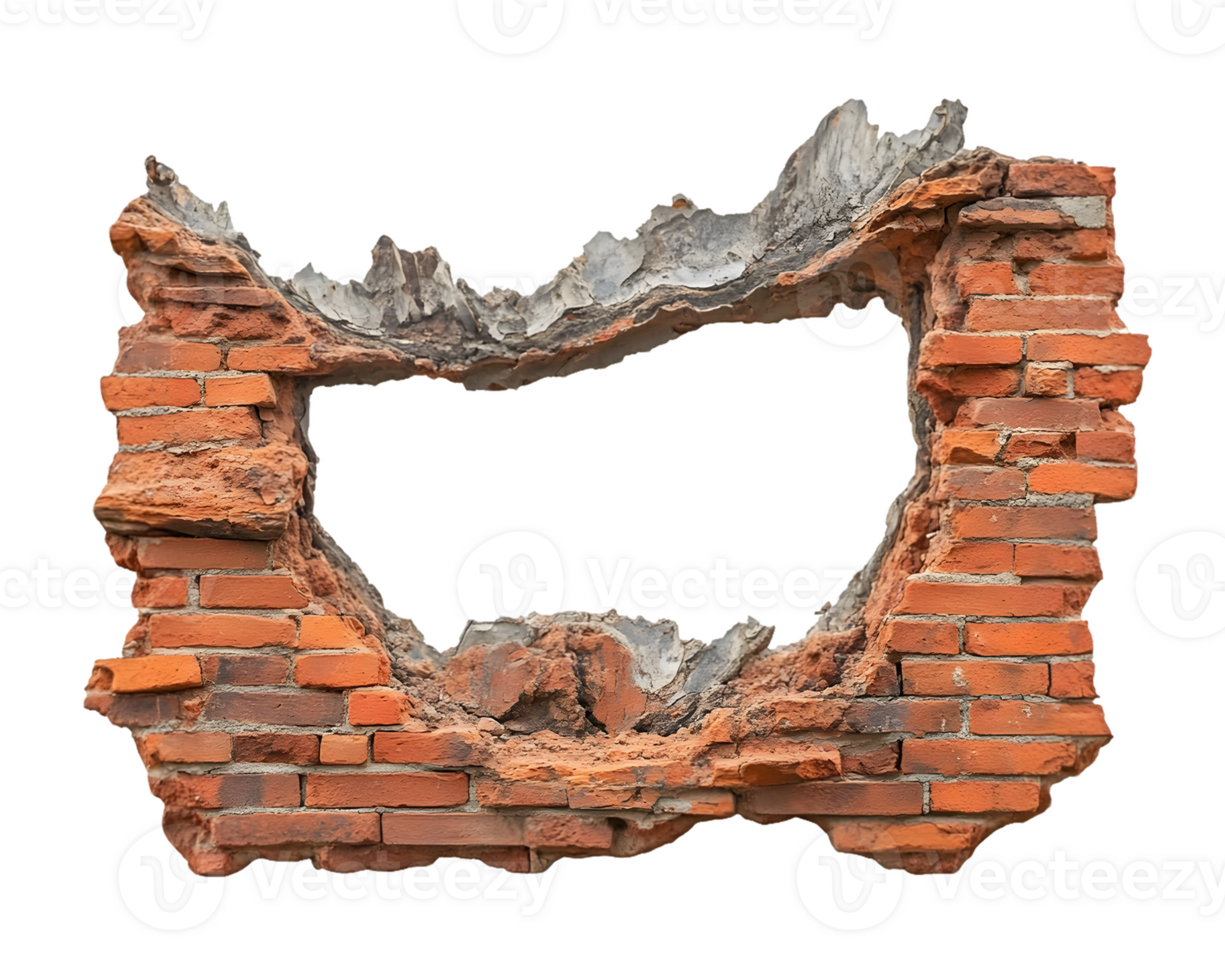 Damaged Brick Wall Section with Hole png