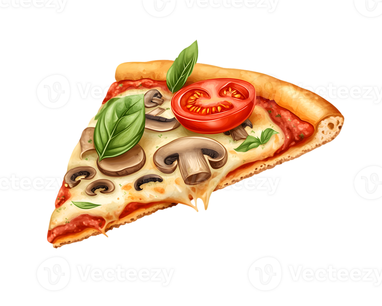 Pizza Slice with Mushrooms and Tomato png