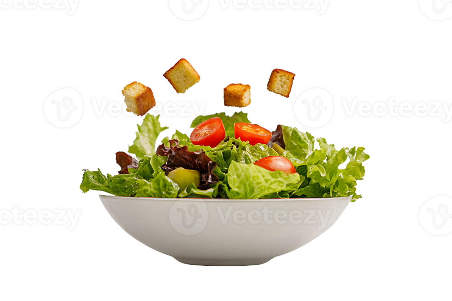 Mixed Green Salad with Cherry Tomatoes and Croutons png