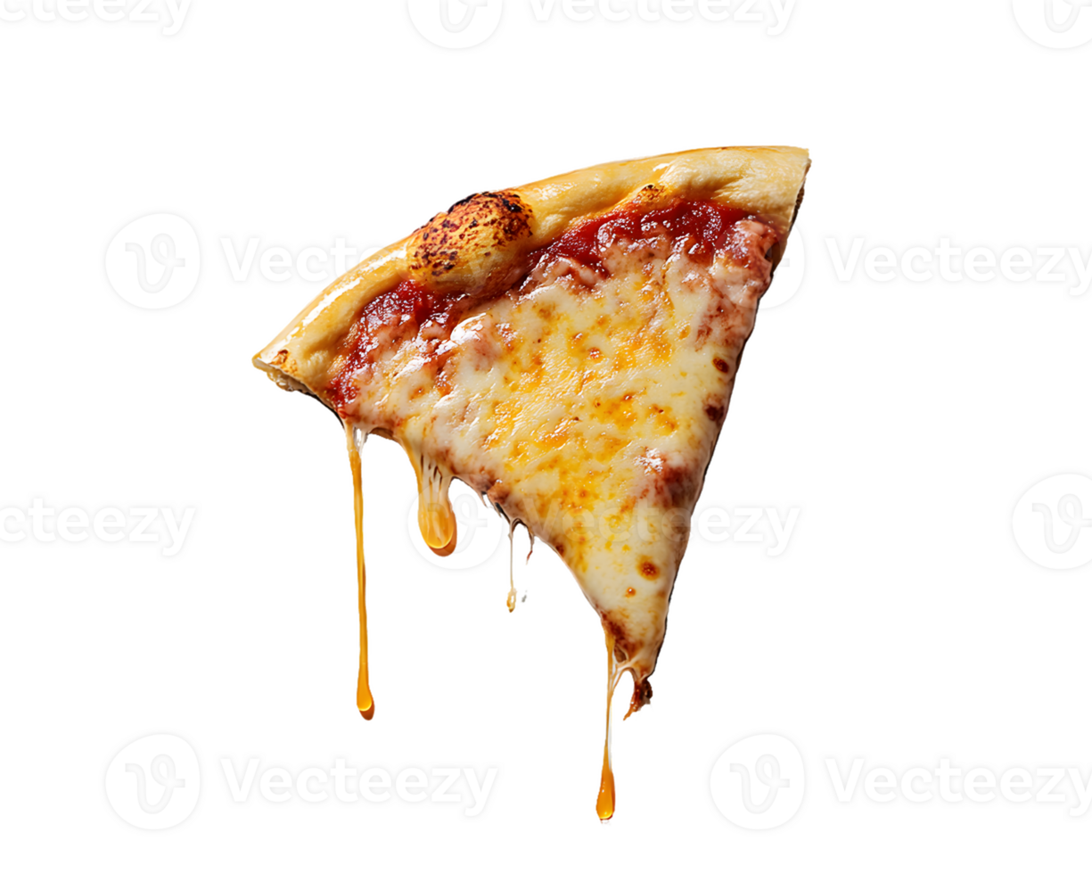 Image of a Pizza Slice with Melted Cheese Dripping png