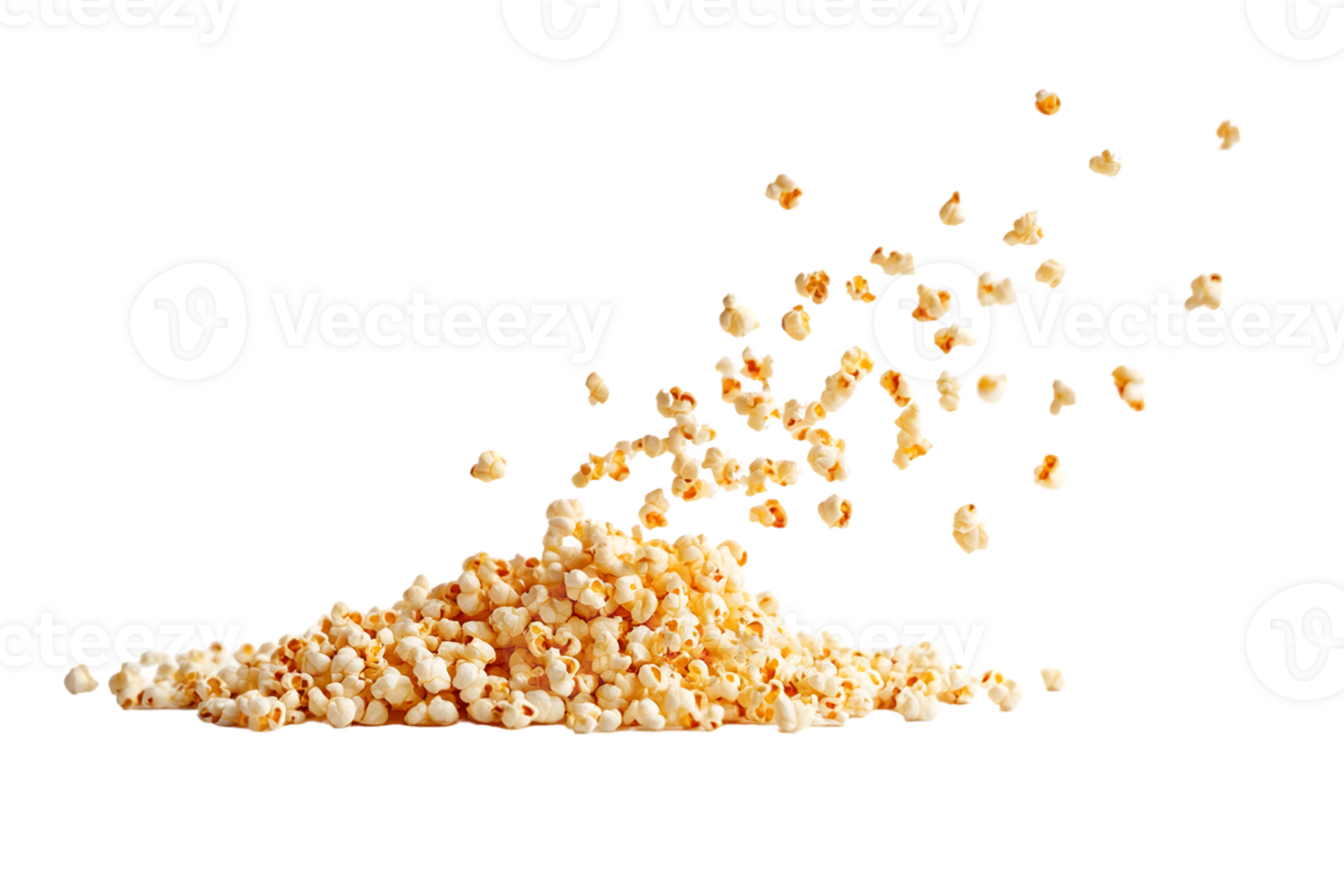 Popcorn Pile with Airborne Kernels png