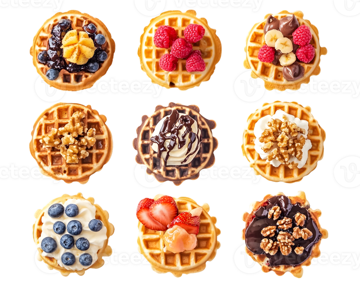 Assortment of Topped Waffles png