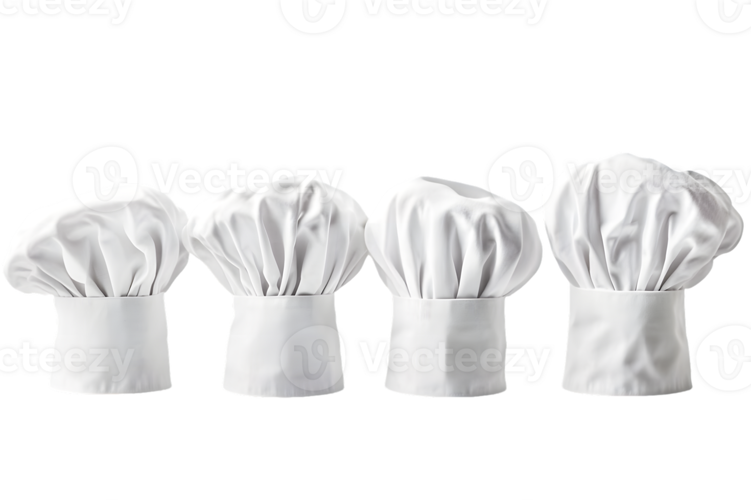 Four White Chef Hats in a Row png