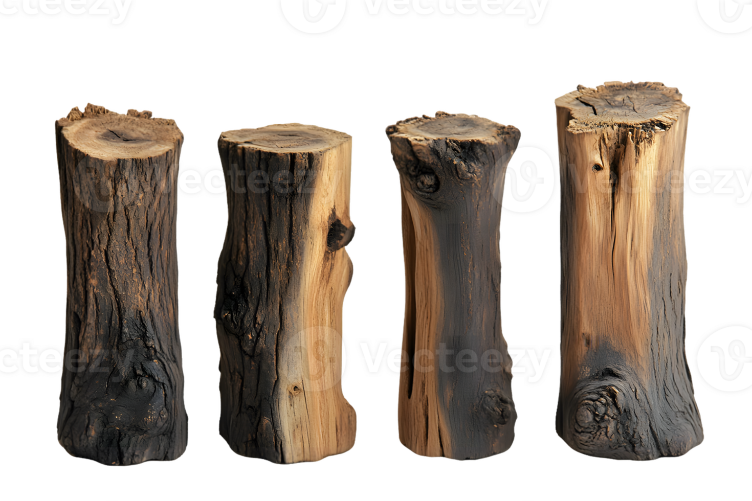 Four Charred Wood Sections png