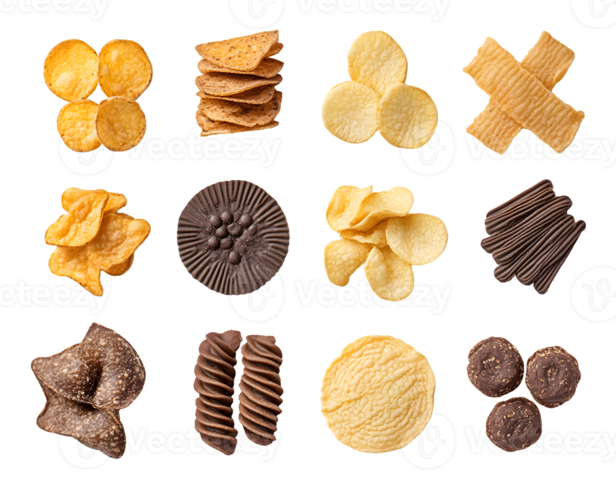 Assorted Snack Foods Overhead View png