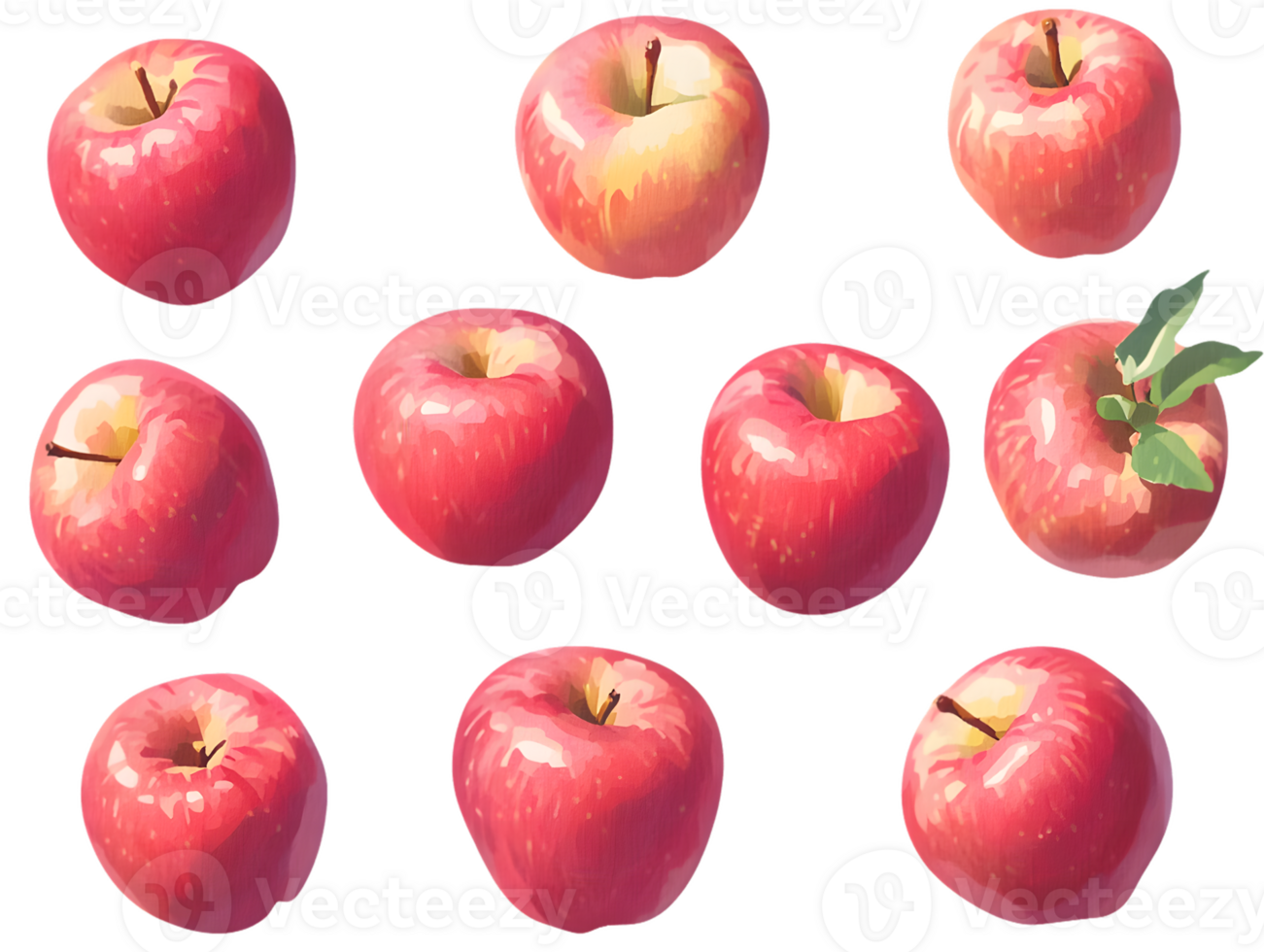 Digital Illustration of Twelve Red Apples png