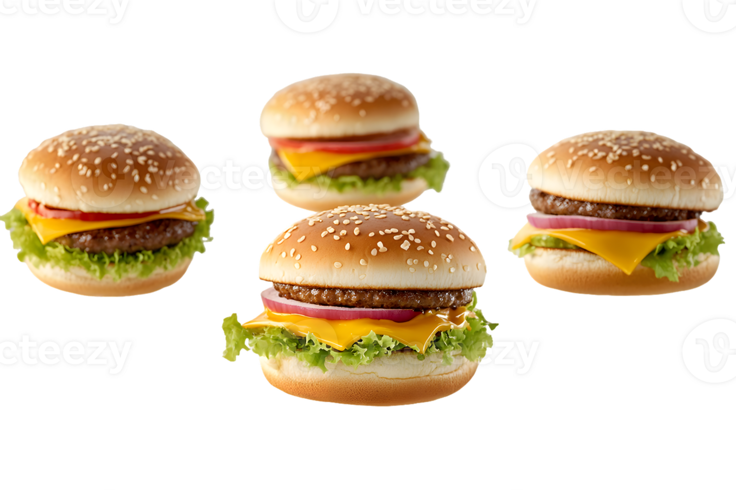 Four Small Cheeseburgers png