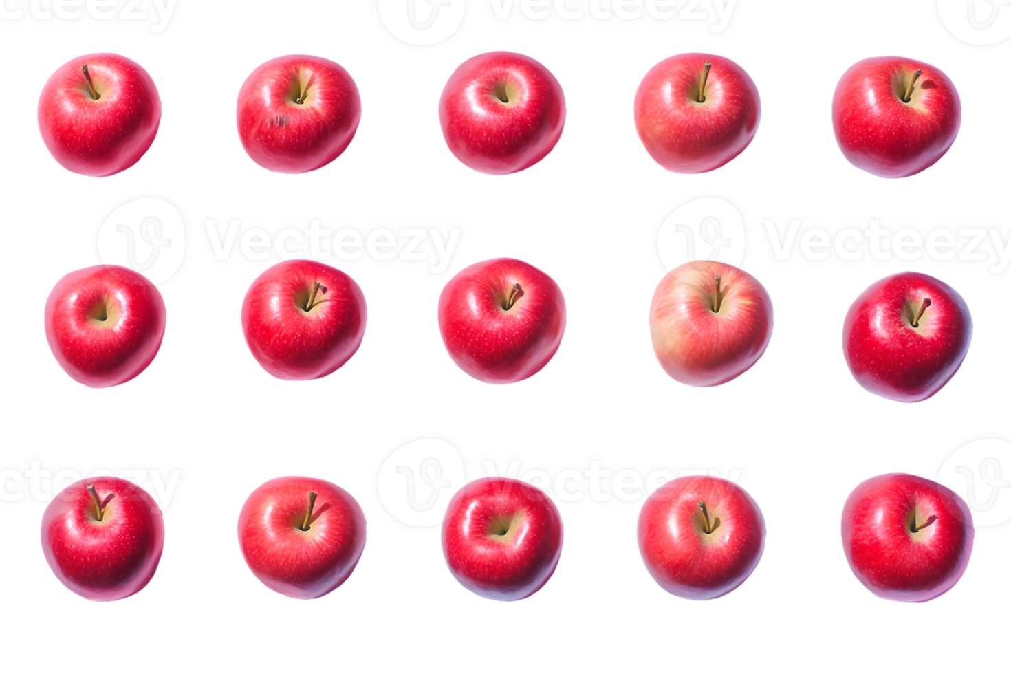 Overhead View of Fifteen Red Apples in a Grid png