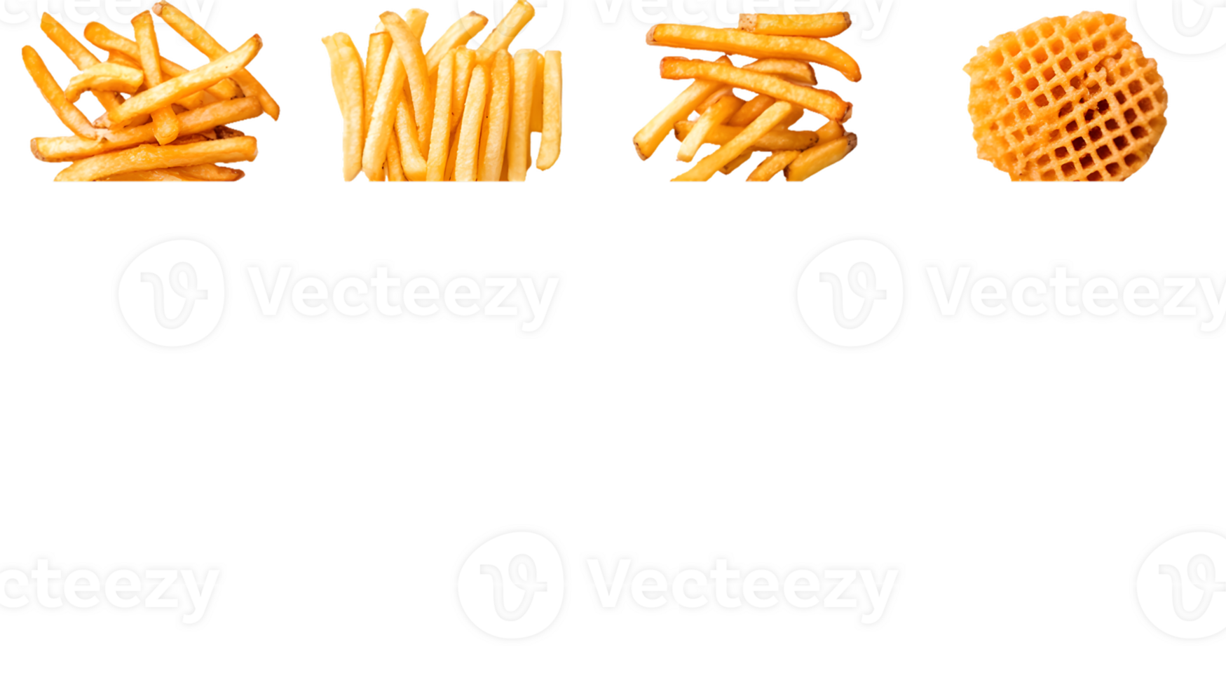 Three Piles of French Fries and One Waffle-Cut Potato png