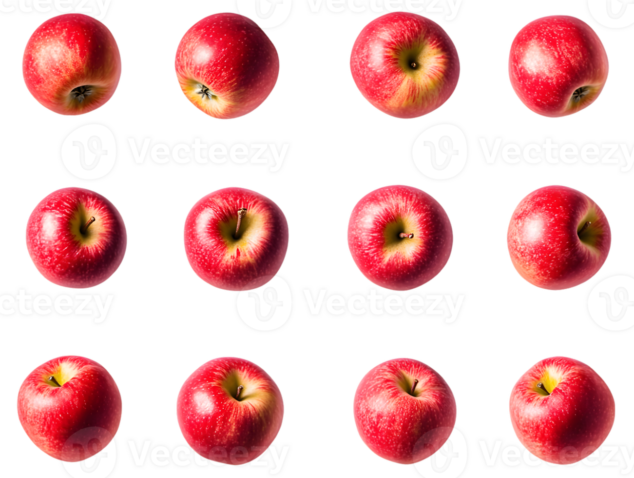 Twelve Red Apples on Black Background png