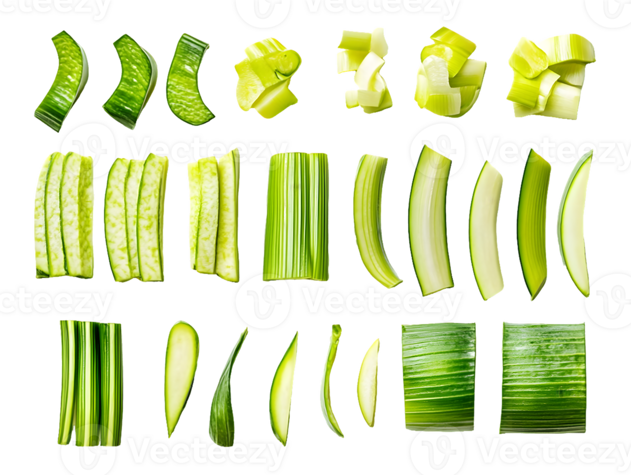 Green Vegetable Cuts A Visual Guide to Slicing Techniques png