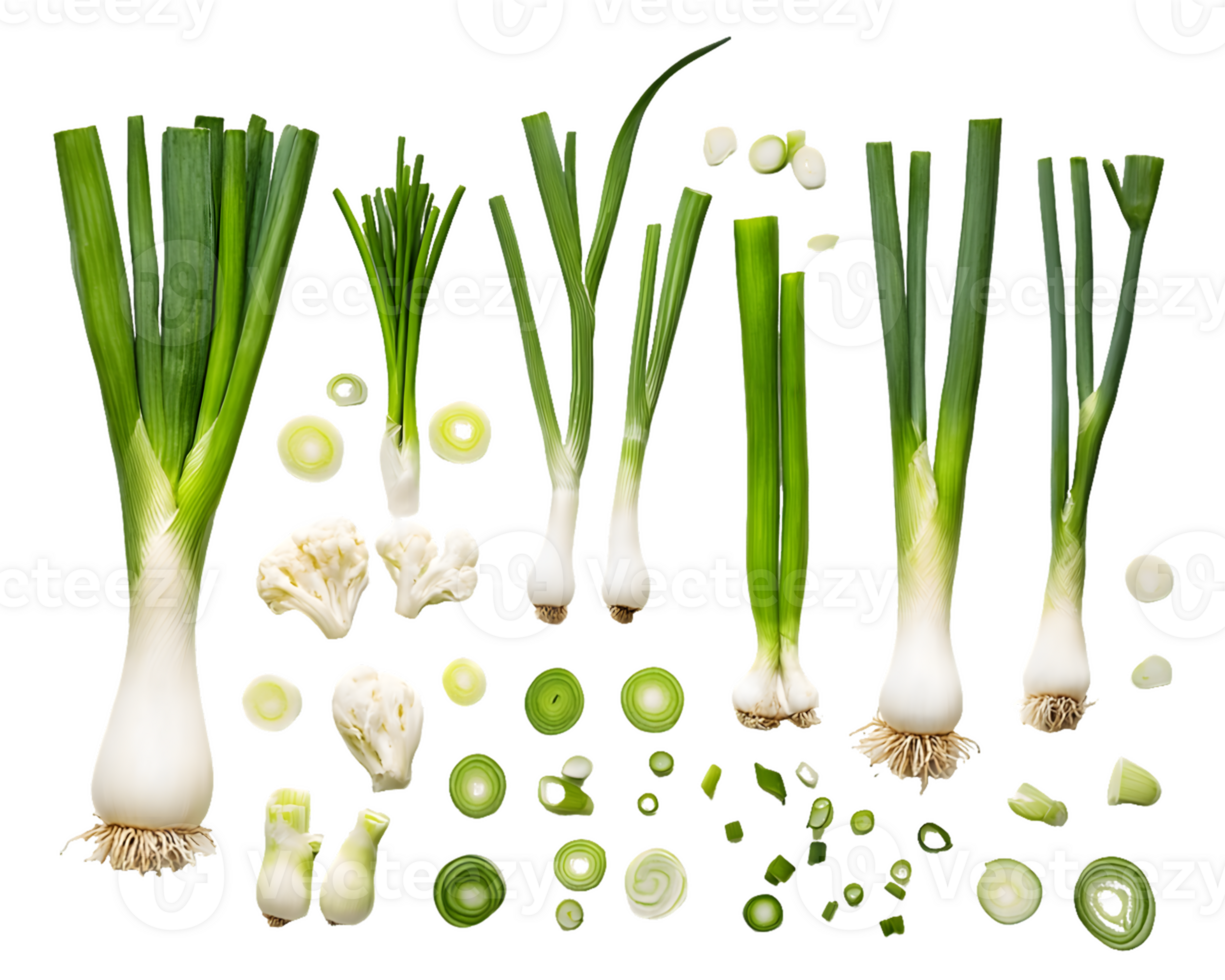 Scallions and Cauliflower Whole and Chopped png