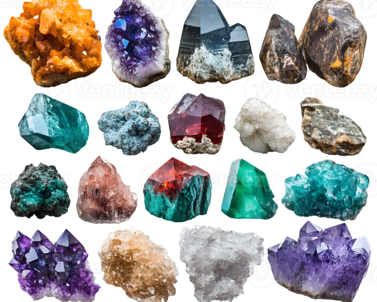 Collection of Twenty-Four Mineral Specimens png
