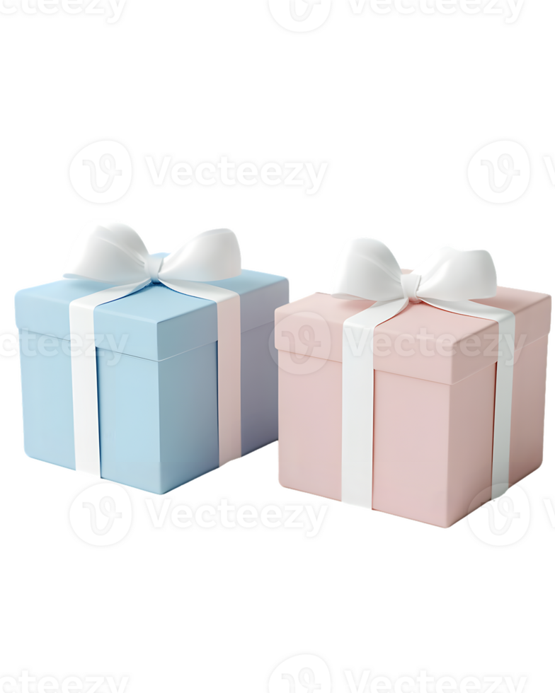 Charming arrangement of two pastel colored gift boxes adorned with white ribbons designed for joyous celebrations and thoughtful gifting moments png