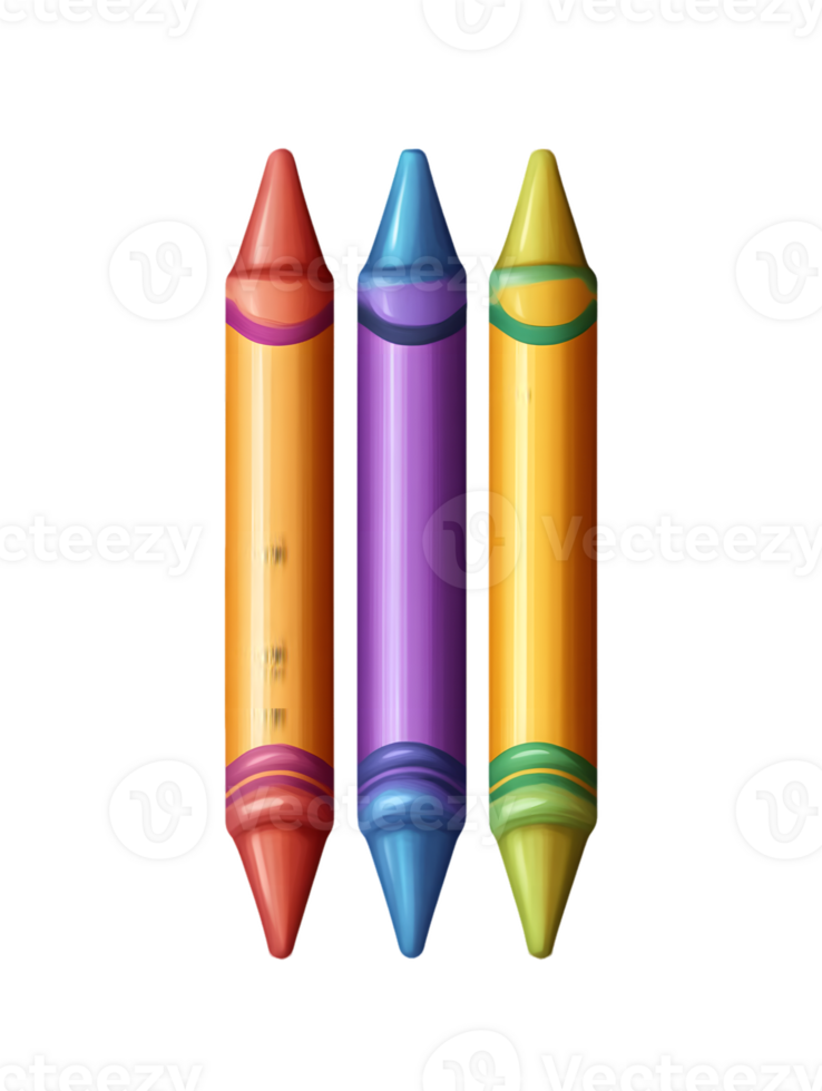 Set of vibrant and colorful crayons in assorted hues ideal for children's artistic expression and creative projects. png