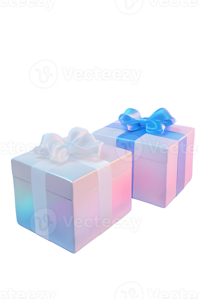 Two beautifully wrapped gift boxes adorned with pastel ribbons resting on a surface creating a festive atmosphere filled with joy and celebration. png