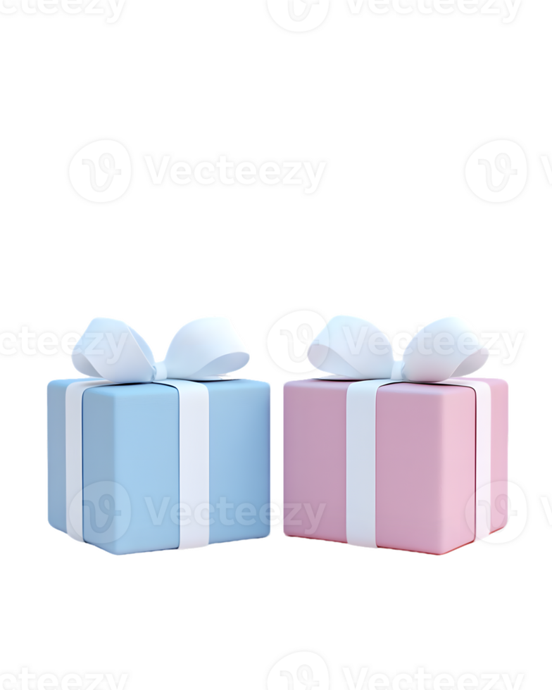 Two elegantly wrapped gift boxes in soft blue and pastel pink adorned with white ribbons symbolizing joy and celebration on special occasions png