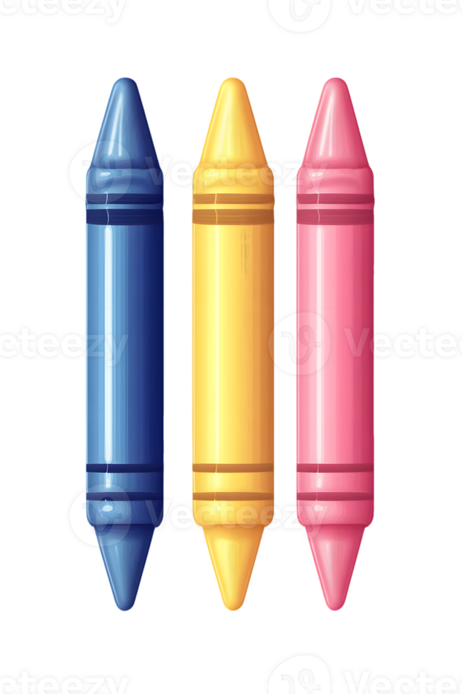 Vibrant arrangement of blue yellow and pink crayons representing creativity and artistic expression png