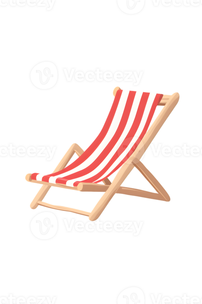 Colorful deck chair with red and white stripes inviting relaxation and leisure on sunny days by the beach or poolside png