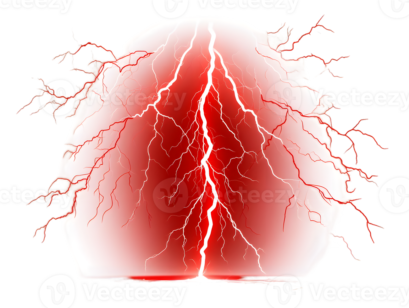 Dynamic abstract art featuring intense red lightning bolts radiating from a glowing oval shape png