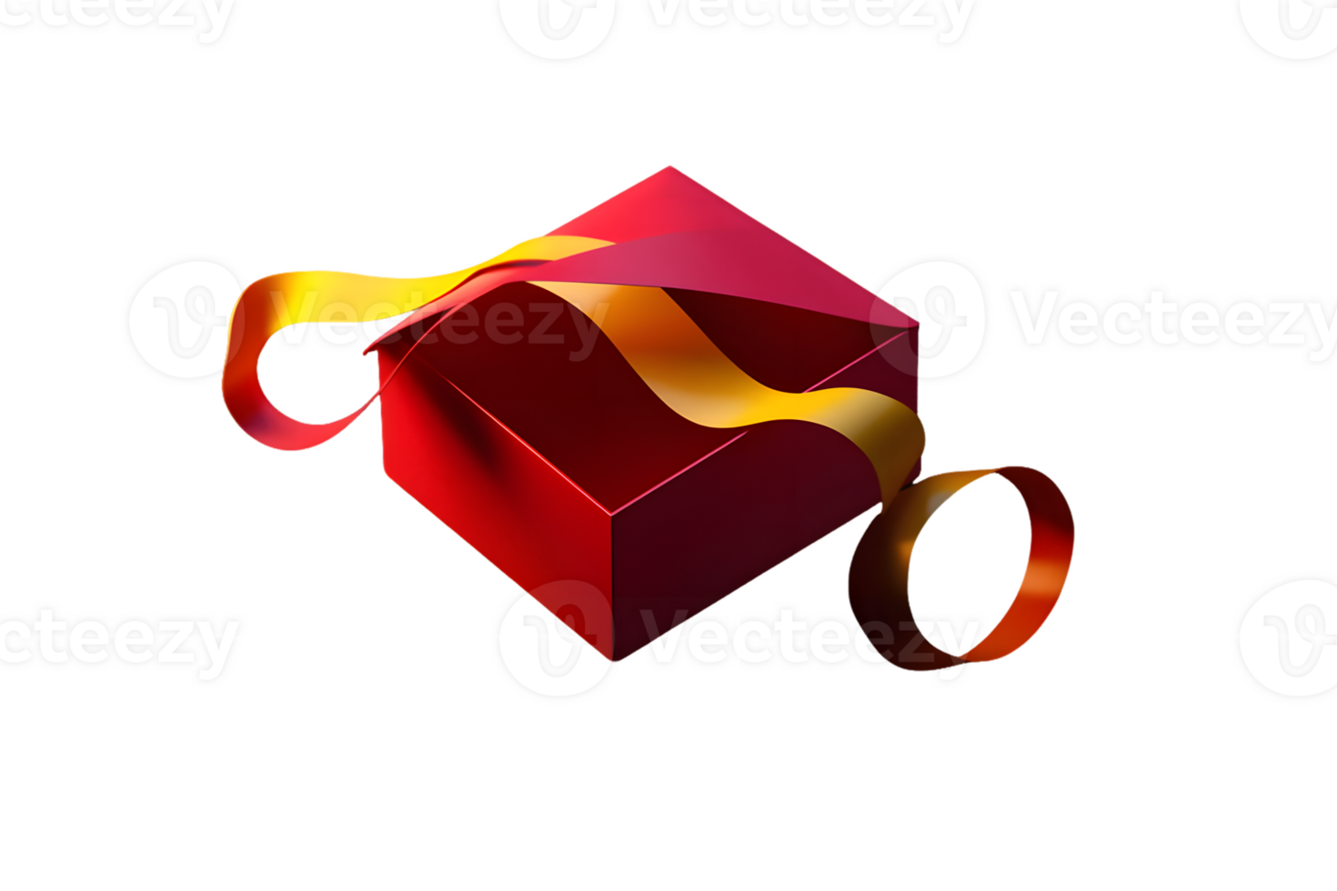 Vibrant red gift box adorned with elegant gold and red ribbon set against a simple black background symbolizing celebration and generosity png
