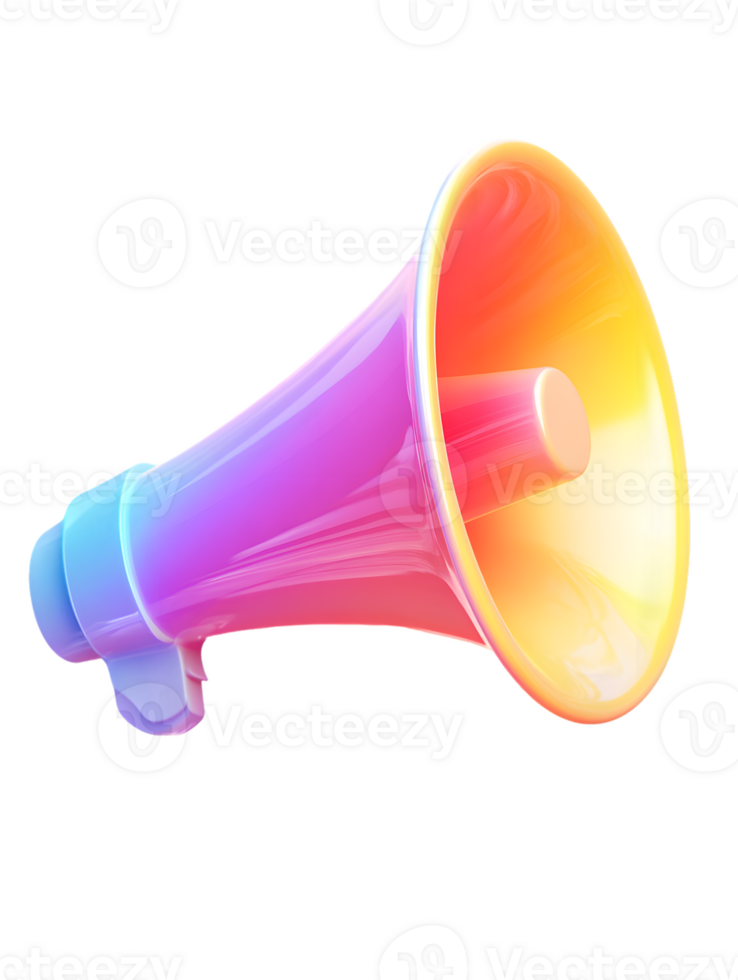 Colorful megaphone with a vibrant gradient transitioning from warm yellow to bright pink showcasing dynamic energy and functionality for effective communication png