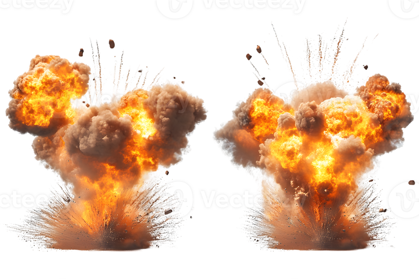 Dramatic display of energy and chaos with explosive fire and smoke billowing from powerful detonation of explosive materials in a captivating visual spectacle png