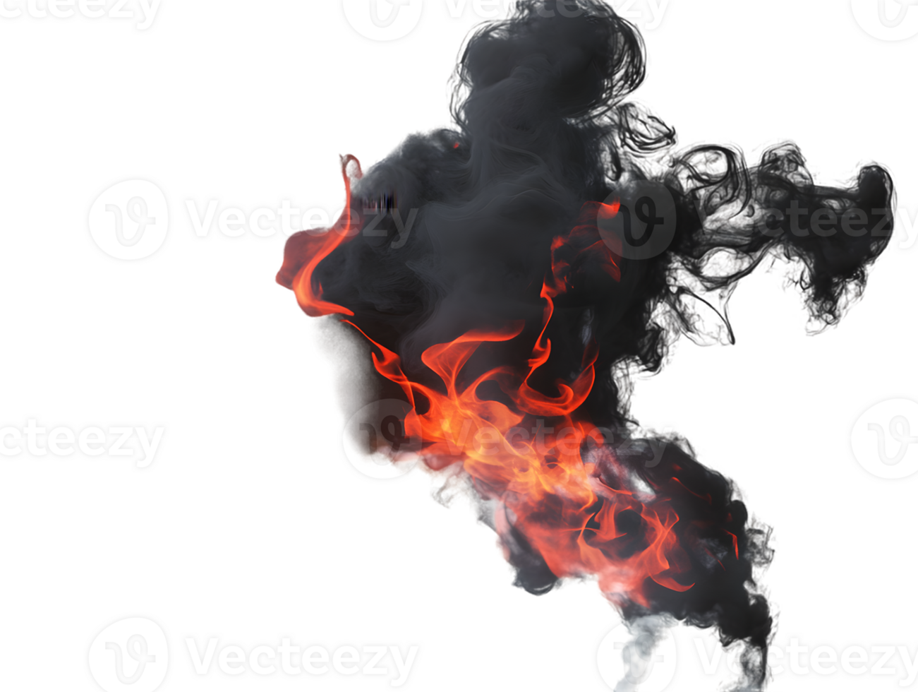 Dynamic smoke with swirling red and orange flames amidst dark wisps creating an intense dramatic visual effect of combustion and energy png