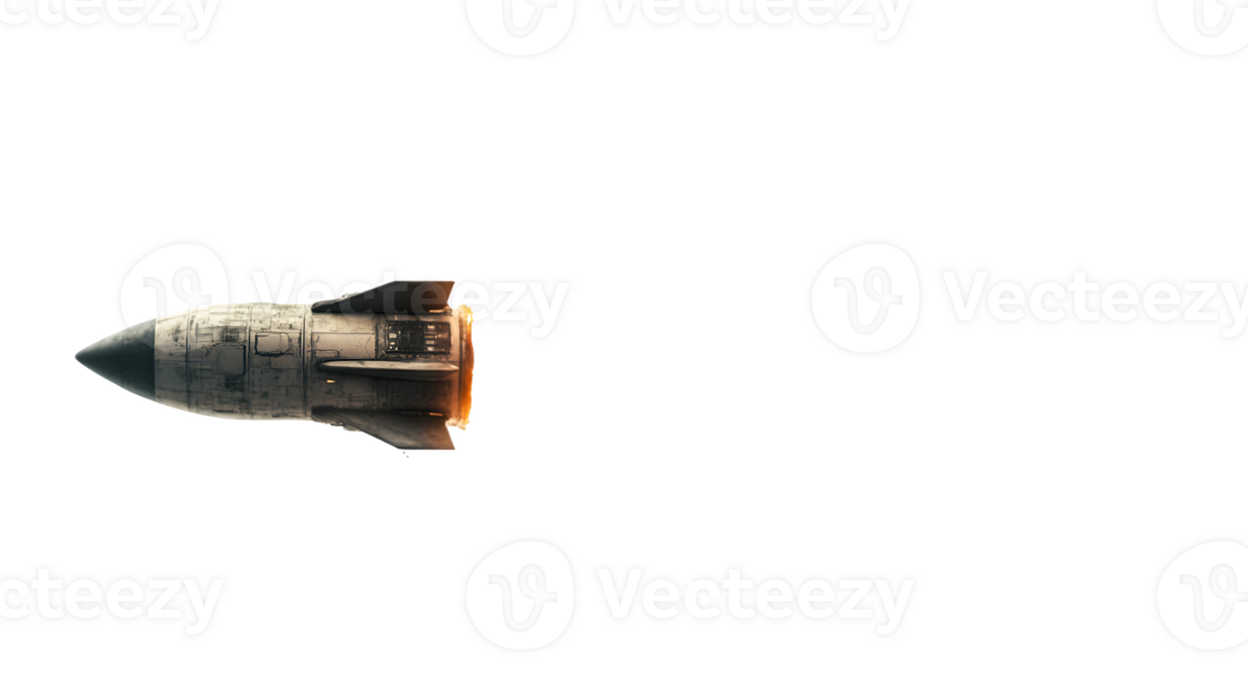 Rocket engine igniting with powerful thrust and vibrant flames showcasing intricate mechanical design and engineering excellence against a dark backdrop. png