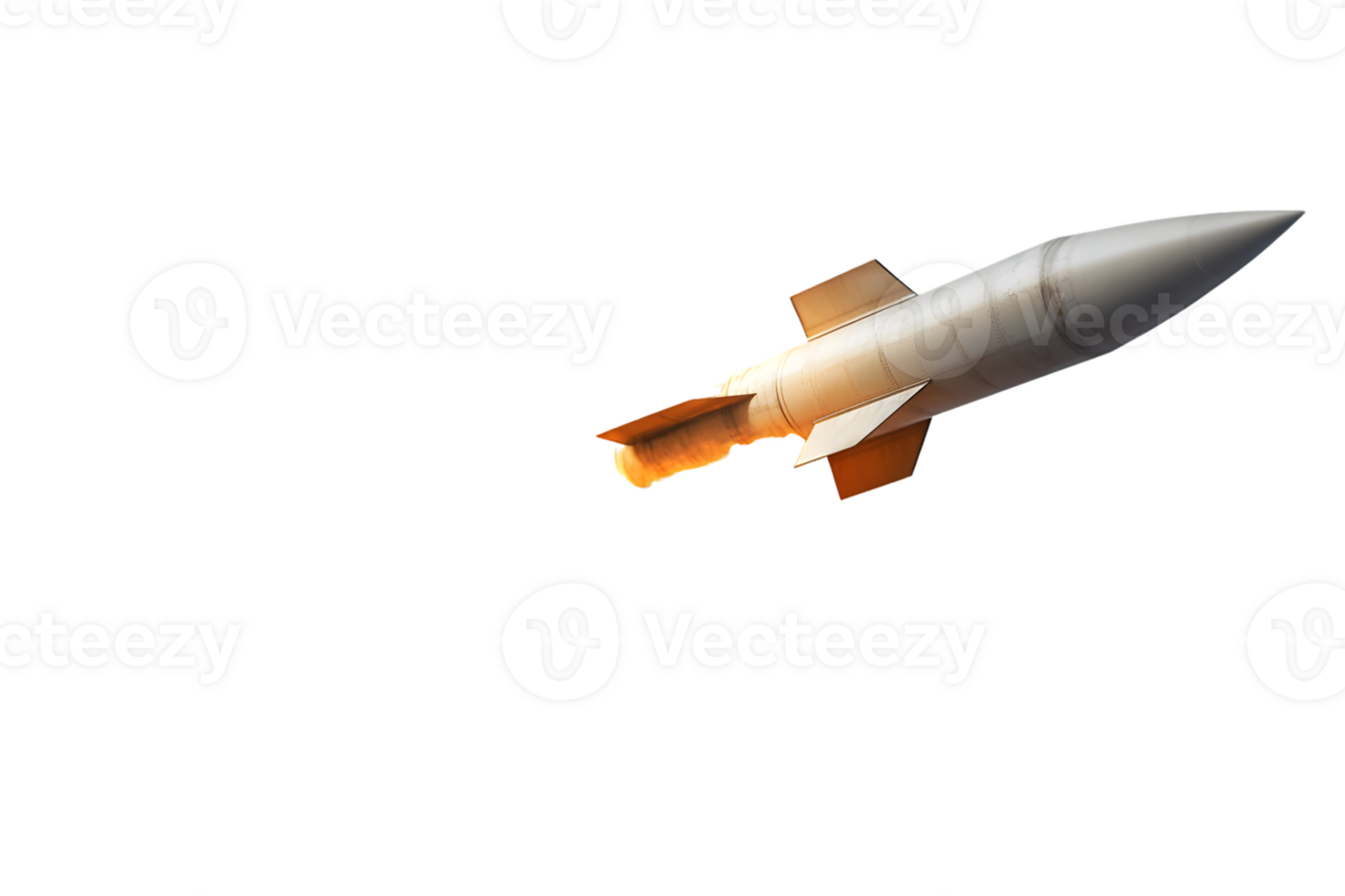 Sleek rocket launching into the sky with fiery exhaust trailing behind in an impressive display of engineering and scientific achievement png
