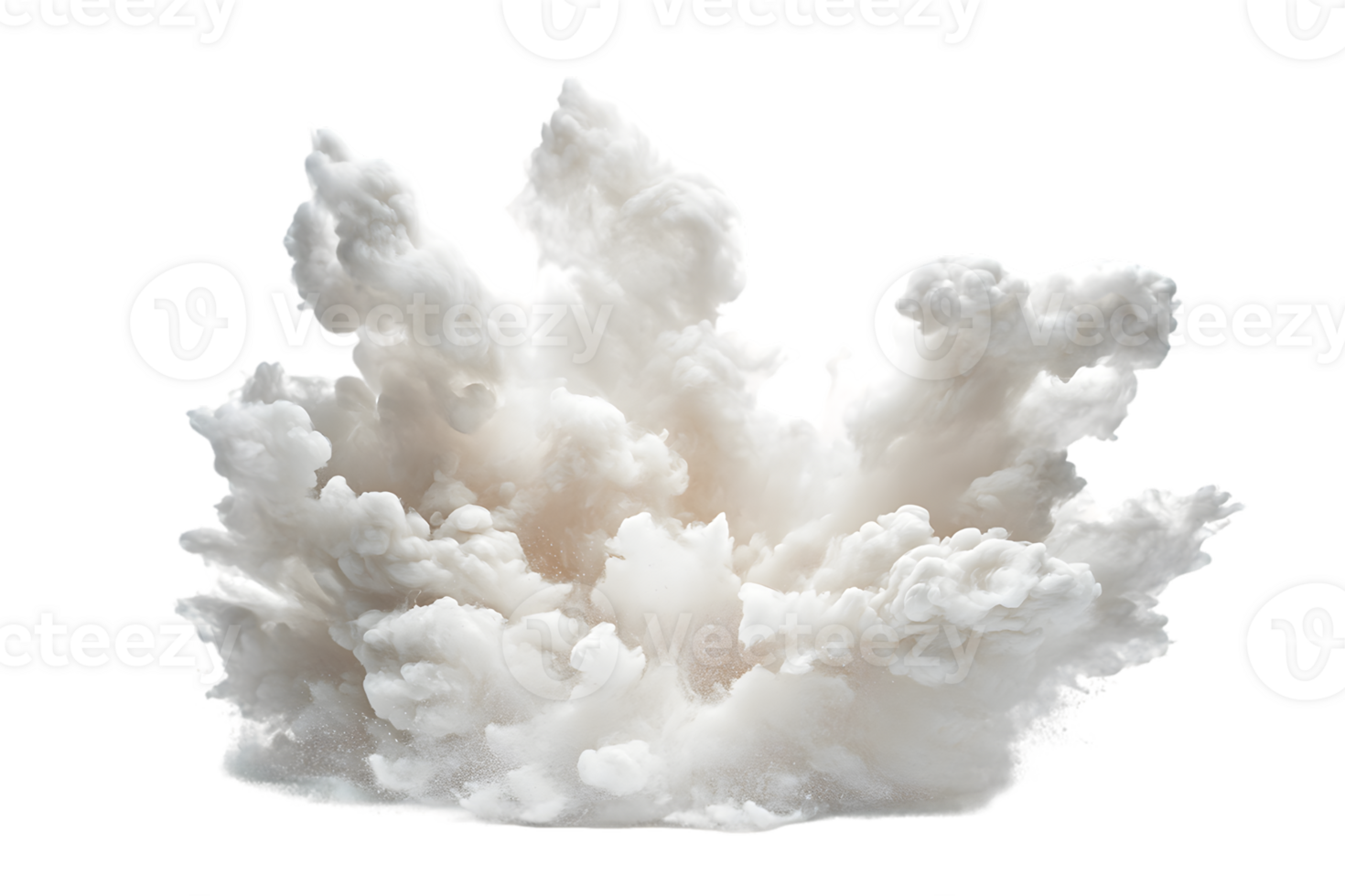 Fluffy white clouds dispersing in a dynamic explosion resembling a natural phenomenon creating an imaginative visual impact full of soft ethereal textures. png