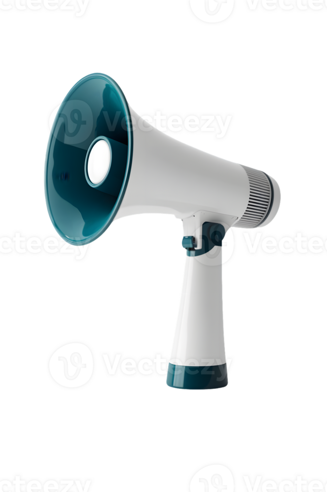 Portable megaphone with teal accent and sleek design for effective sound amplification during outdoor events and gatherings png